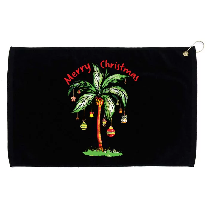 Merry Christmas Palm Tree Hawaii Hawaiian Tropical Christmas Grommeted Golf Towel