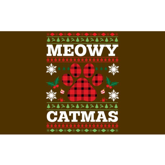 Meowy Catmas Paw Ugly Christmas Plaid Bumper Sticker