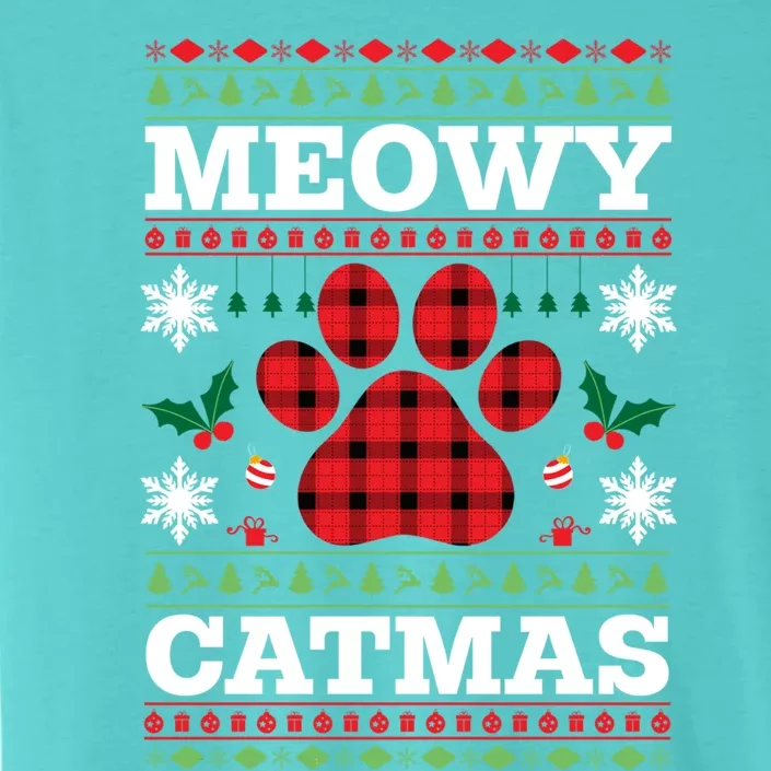 Meowy Catmas Paw Ugly Christmas Plaid ChromaSoft Performance T-Shirt