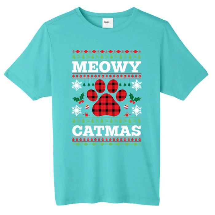 Meowy Catmas Paw Ugly Christmas Plaid ChromaSoft Performance T-Shirt