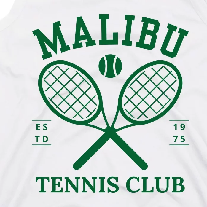 Malibu California Preppy Tennis Club Green Tank Top