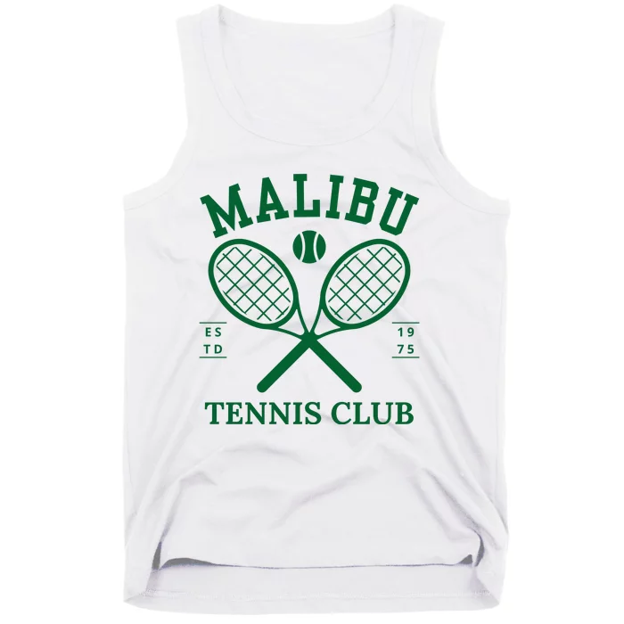 Malibu California Preppy Tennis Club Green Tank Top