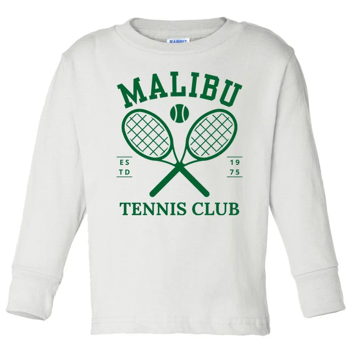 Malibu California Preppy Tennis Club Green Toddler Long Sleeve Shirt