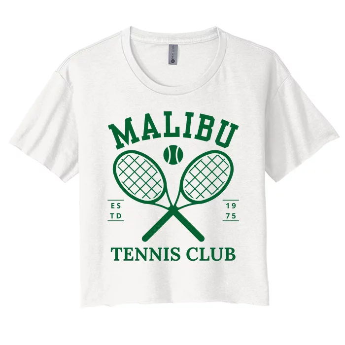 Malibu California Preppy Tennis Club Green Women's Crop Top Tee