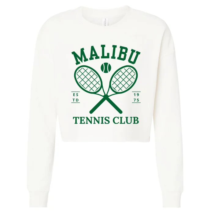 Malibu California Preppy Tennis Club Green Cropped Pullover Crew