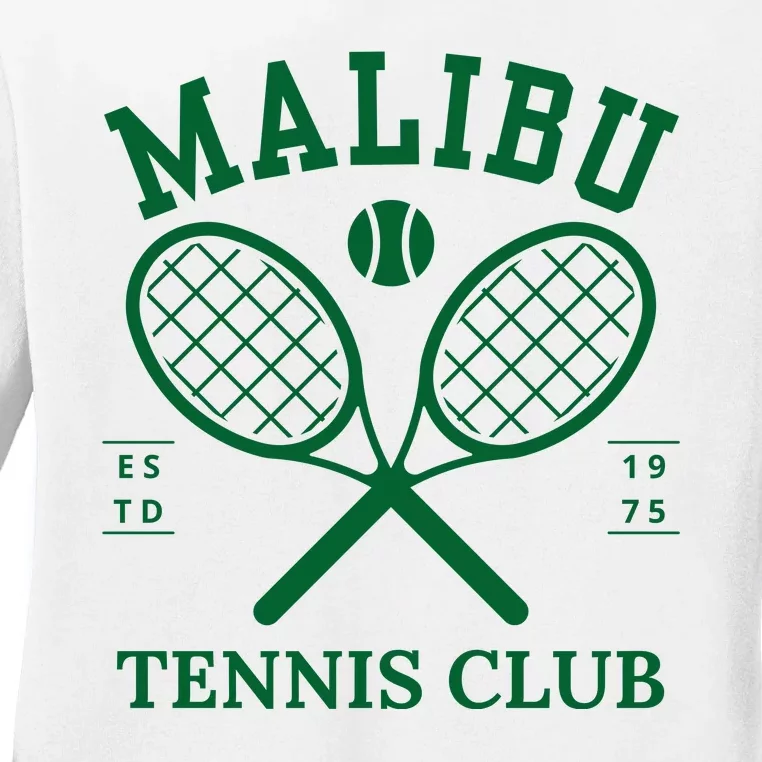 Malibu California Preppy Tennis Club Green Ladies Long Sleeve Shirt