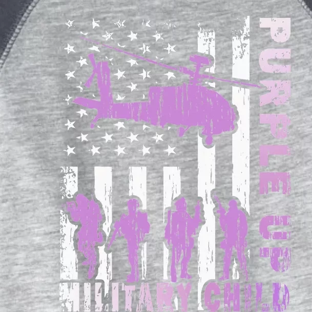 Military Child Purple Up American Flag Helicopter Toddler Fine Jersey T-Shirt