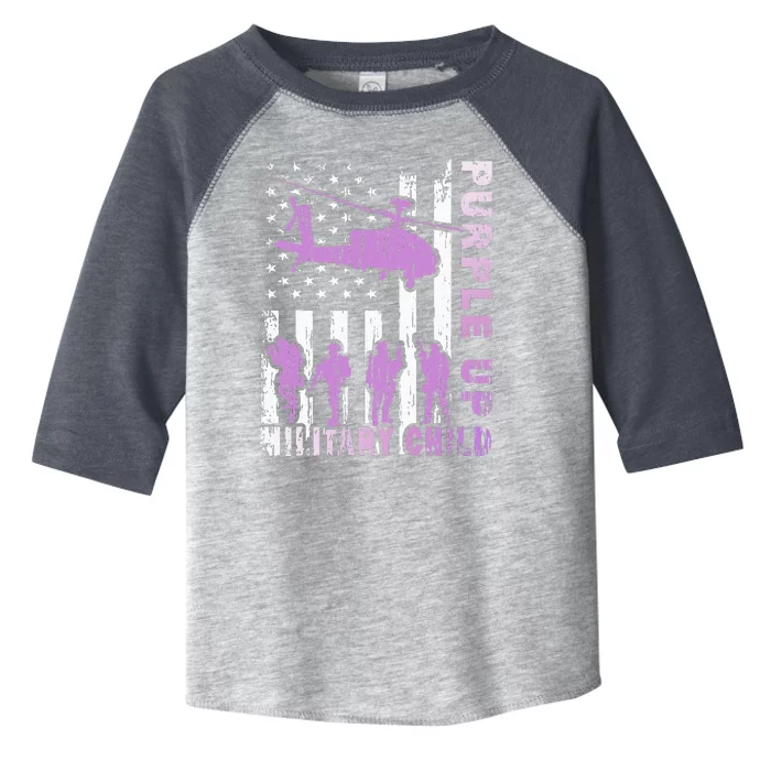 Military Child Purple Up American Flag Helicopter Toddler Fine Jersey T-Shirt