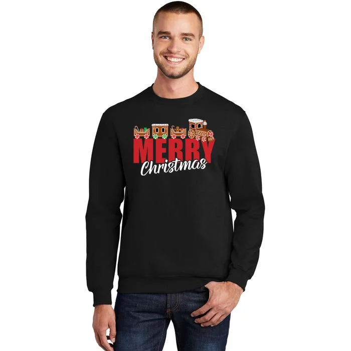 Merry Christmas Pajama Cookie Train Gingerbread Candy Cane Tall Sweatshirt