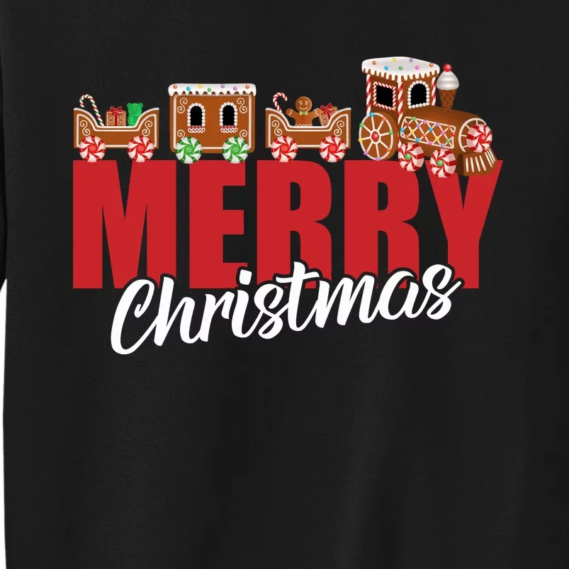 Merry Christmas Pajama Cookie Train Gingerbread Candy Cane Tall Sweatshirt