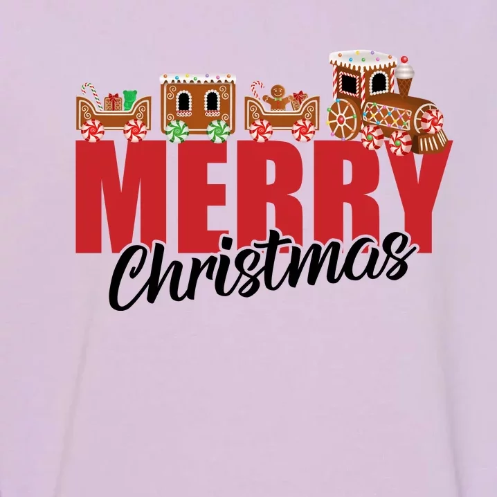 Merry Christmas Pajama Cookie Train Gingerbread Candy Cane Garment-Dyed Sweatshirt