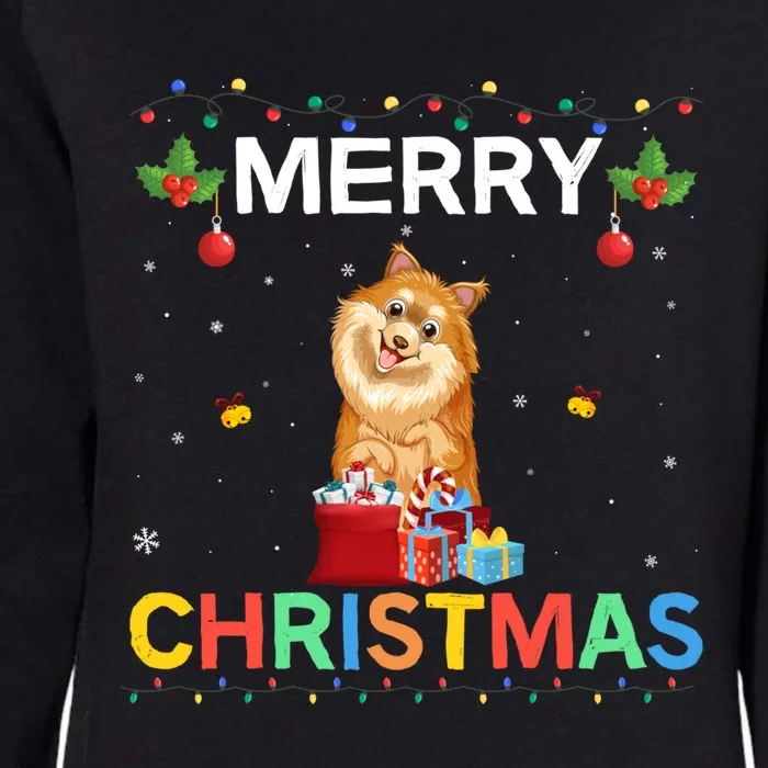 Merry Christmas Pomeranian Dog Lovers Xmas Holiday Party Gift Womens California Wash Sweatshirt