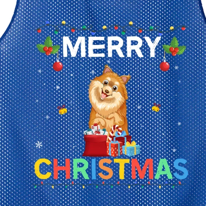 Merry Christmas Pomeranian Dog Lovers Xmas Holiday Party Gift Mesh Reversible Basketball Jersey Tank