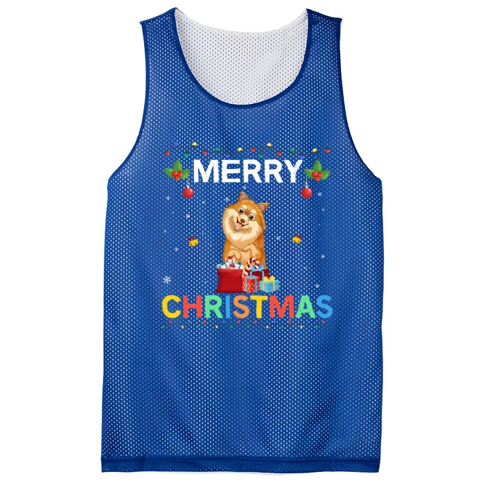 Merry Christmas Pomeranian Dog Lovers Xmas Holiday Party Gift Mesh Reversible Basketball Jersey Tank