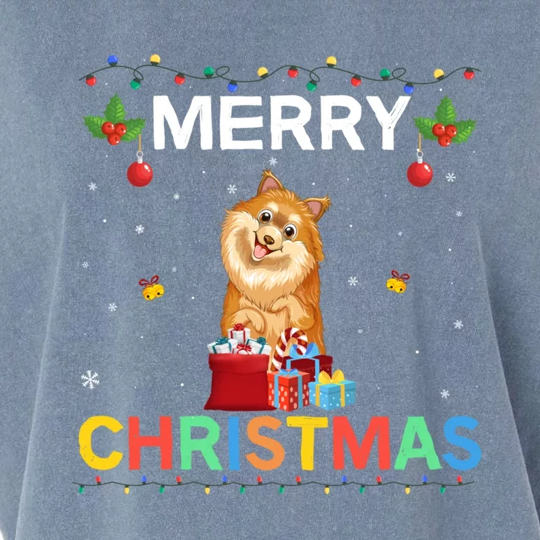 Merry Christmas Pomeranian Dog Lovers Xmas Holiday Party Gift Garment-Dyed Women's Muscle Tee