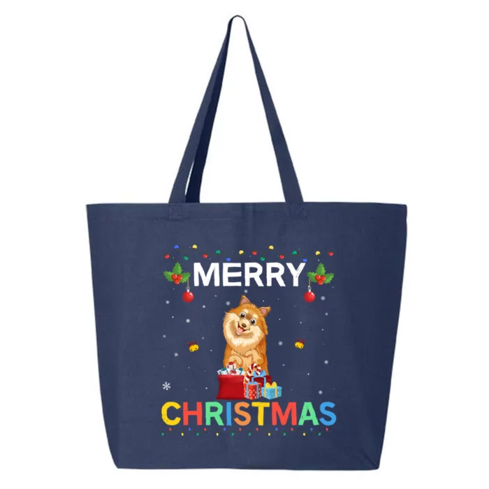 Merry Christmas Pomeranian Dog Lovers Xmas Holiday Party Gift 25L Jumbo Tote