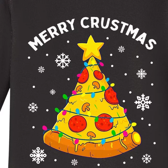 Merry Crustmas Pizza Christmas Tree Xmas Gifts Baby Long Sleeve Bodysuit