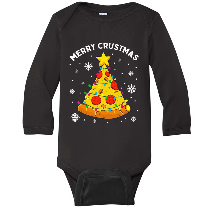 Merry Crustmas Pizza Christmas Tree Xmas Gifts Baby Long Sleeve Bodysuit