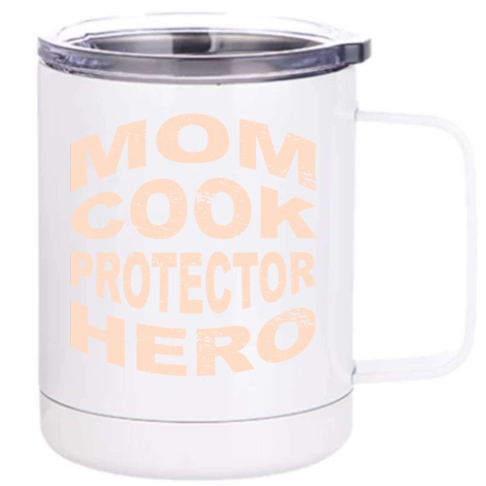 Mom Cook Protector Hero Mom Profession Superhero Chef Gift Front & Back 12oz Stainless Steel Tumbler Cup