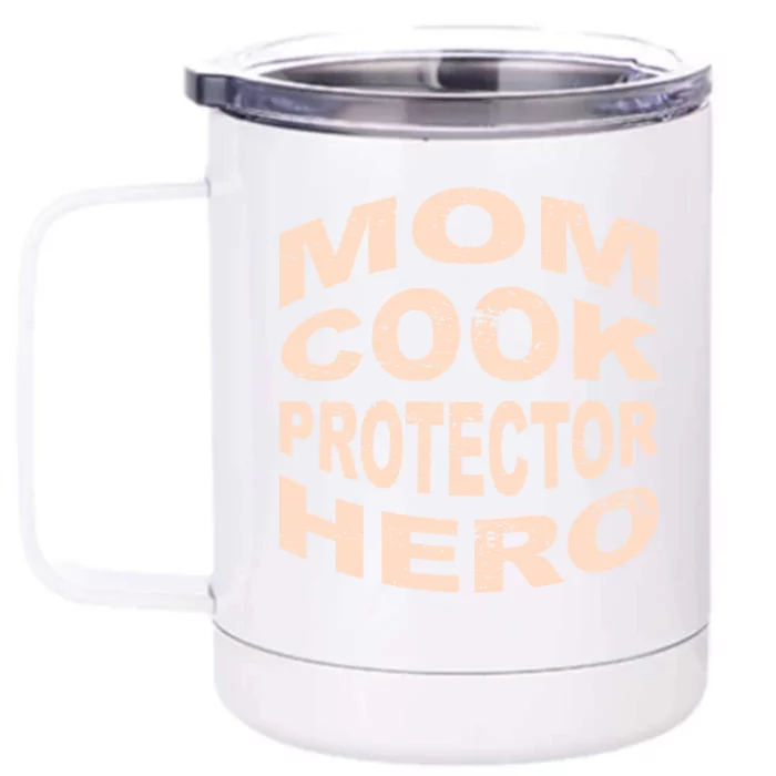 Mom Cook Protector Hero Mom Profession Superhero Chef Gift Front & Back 12oz Stainless Steel Tumbler Cup