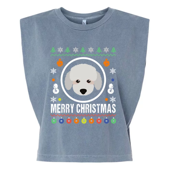 Merry Christmas Poodle Ugly Sweater Xmas Knit Gift Garment-Dyed Women's Muscle Tee