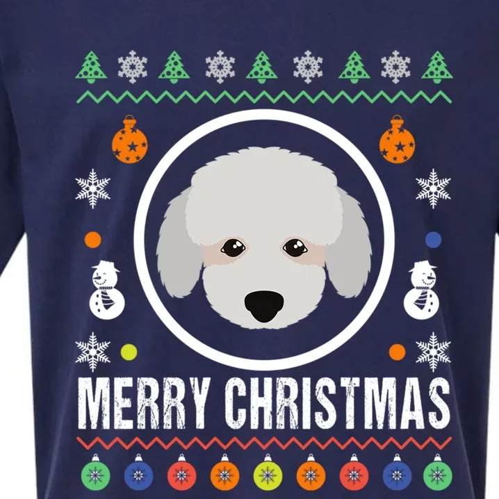 Merry Christmas Poodle Ugly Sweater Xmas Knit Gift Sueded Cloud Jersey T-Shirt