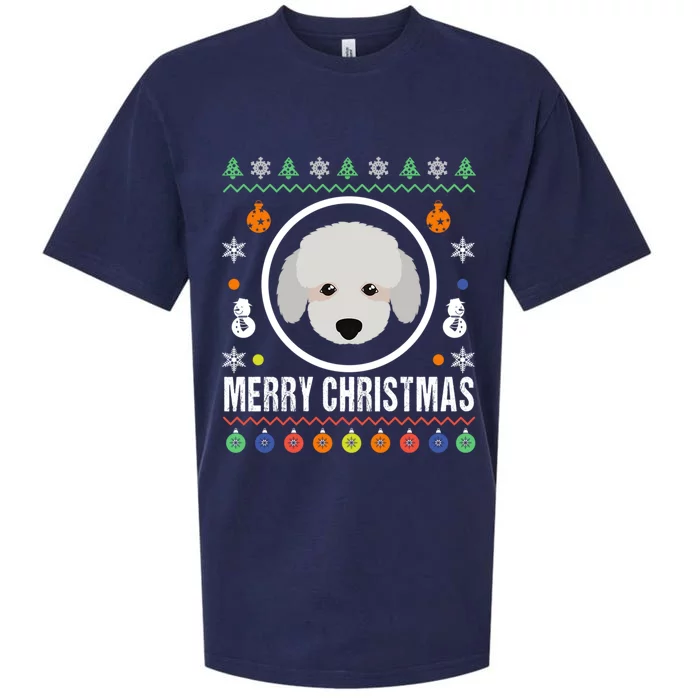 Merry Christmas Poodle Ugly Sweater Xmas Knit Gift Sueded Cloud Jersey T-Shirt