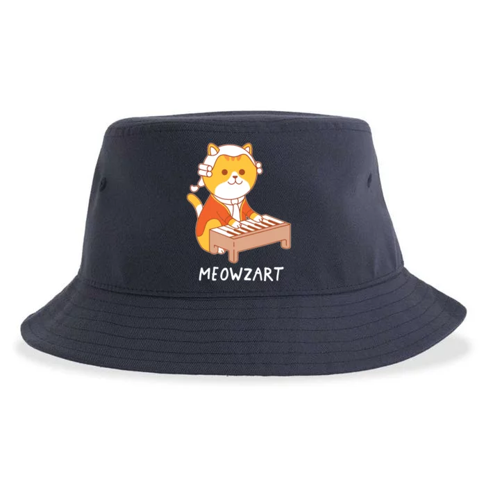 Meowzart Cat Pun Classical Music Piano Funny Sustainable Bucket Hat