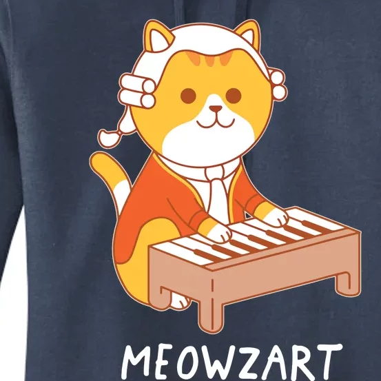 Meowzart Cat Pun Classical Music Piano Funny Women's Pullover Hoodie