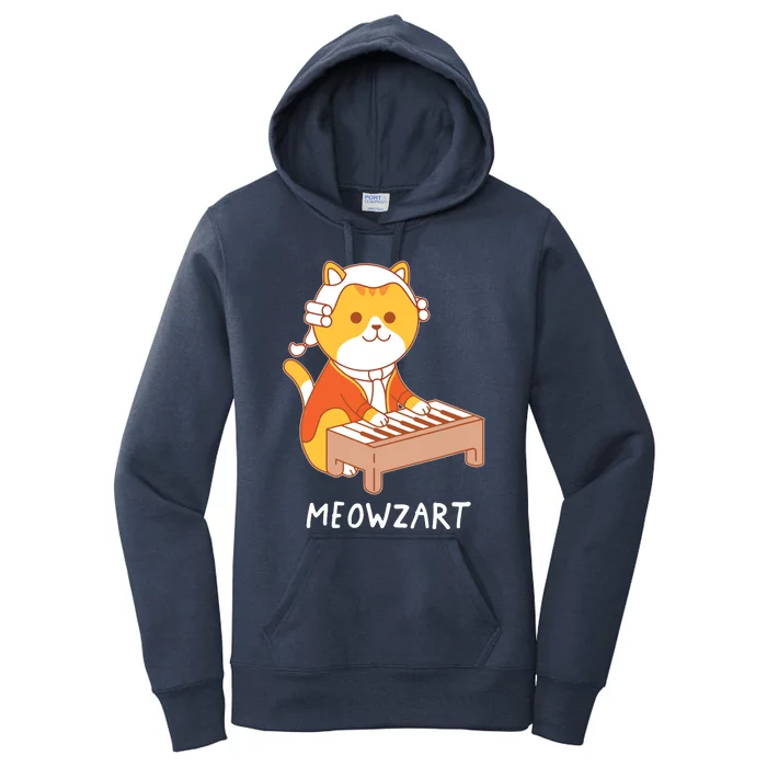 Meowzart Cat Pun Classical Music Piano Funny Women's Pullover Hoodie