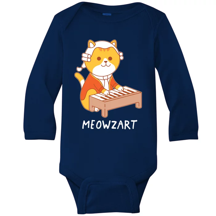 Meowzart Cat Pun Classical Music Piano Funny Baby Long Sleeve Bodysuit