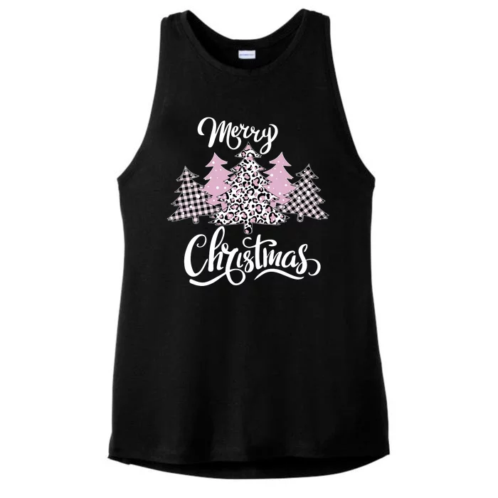 Merry Christmas Pretty And Pink Ladies Tri-Blend Wicking Tank