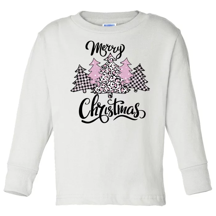 Merry Christmas Pretty And Pink Toddler Long Sleeve Shirt