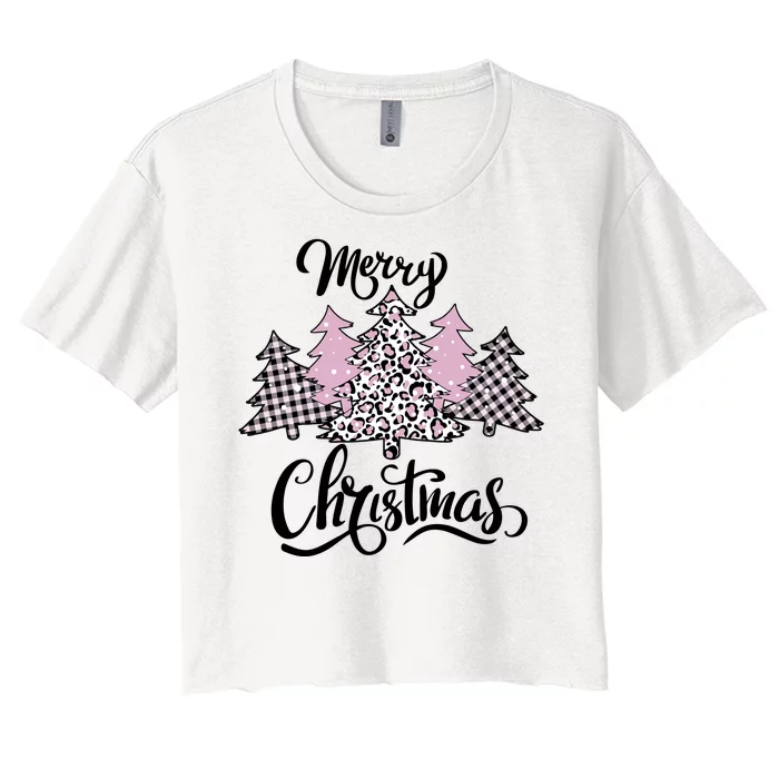 Merry Christmas Pretty And Pink Women's Crop Top Tee