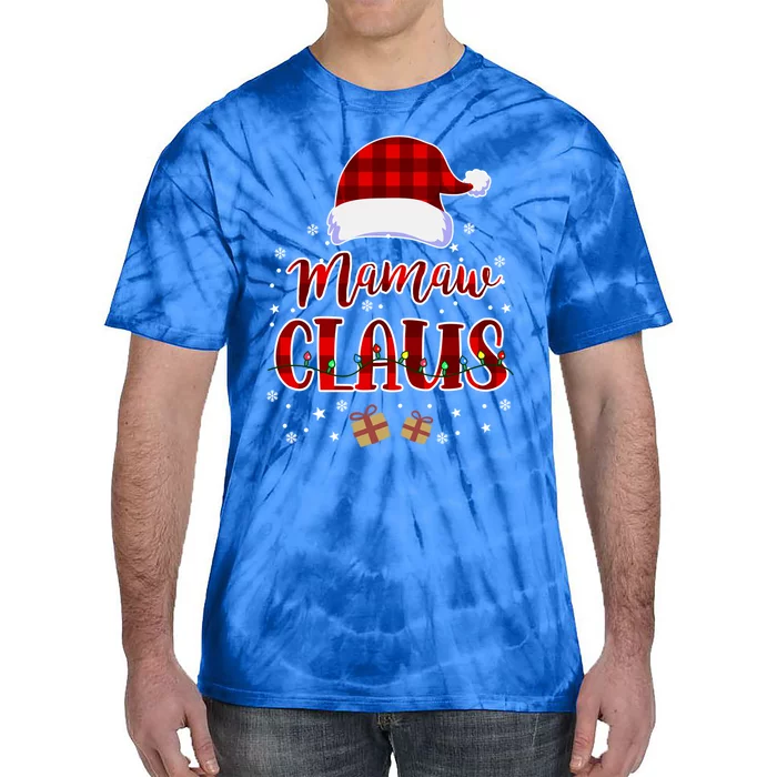 Mamaw Claus Plaid Pattern Ornat Santa Christmas Gift Tie-Dye T-Shirt