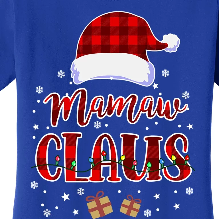 Mamaw Claus Plaid Pattern Ornat Santa Christmas Gift Women's T-Shirt