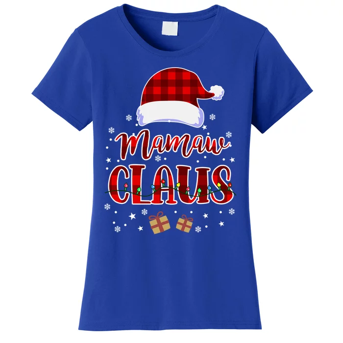 Mamaw Claus Plaid Pattern Ornat Santa Christmas Gift Women's T-Shirt