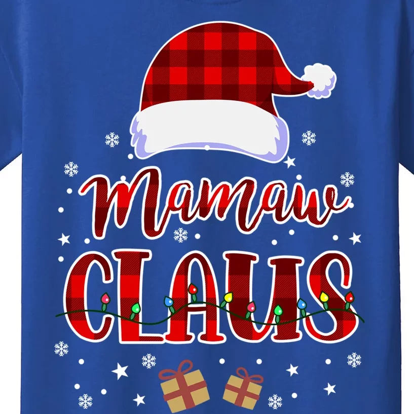 Mamaw Claus Plaid Pattern Ornat Santa Christmas Gift Kids T-Shirt