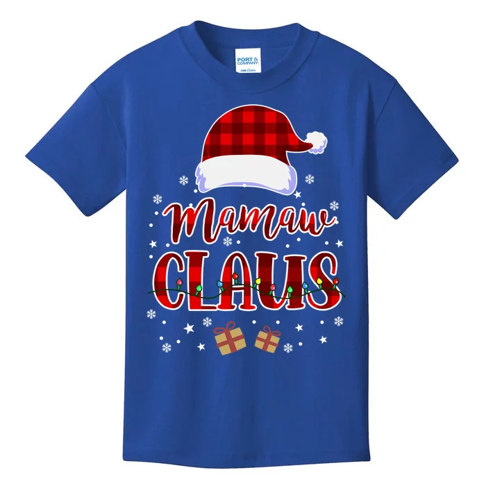 Mamaw Claus Plaid Pattern Ornat Santa Christmas Gift Kids T-Shirt