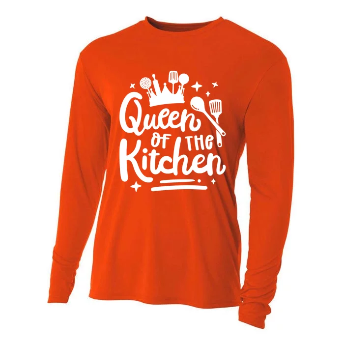 Mom Cooking Queen Of Kitchen Baking Kitchen Mom Mother's Day Gift Cooling Performance Long Sleeve Crew