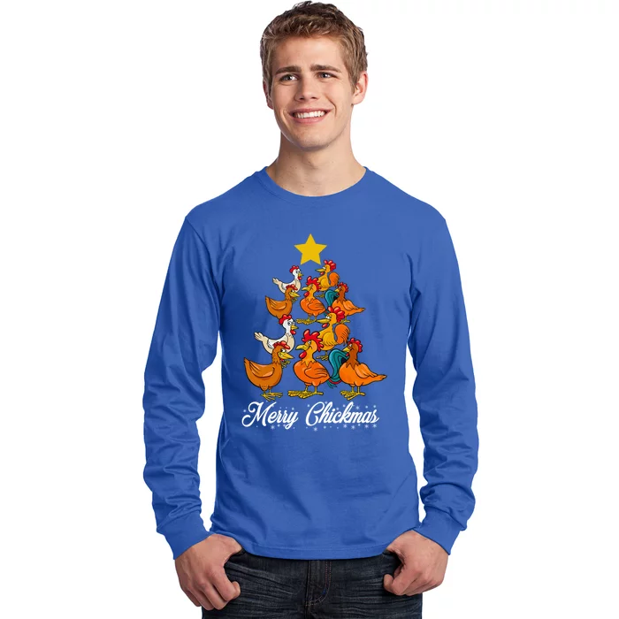 Merry Chickmas Quote Design For Chicken Lovers Funny Gift Long Sleeve Shirt