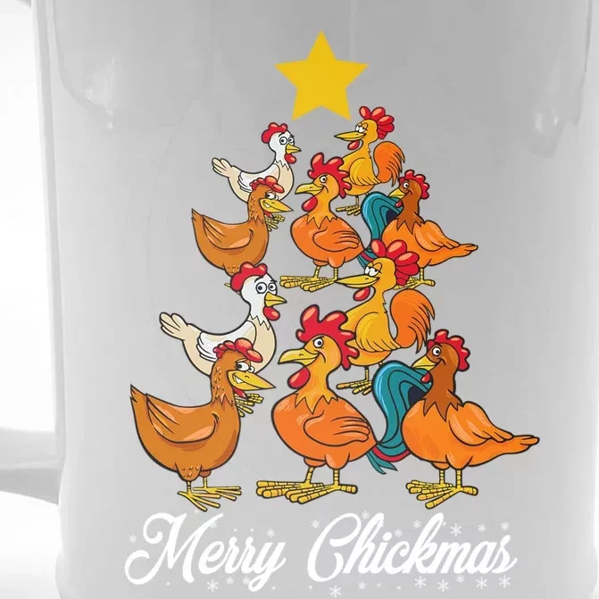 Merry Chickmas Quote Design For Chicken Lovers Funny Gift Front & Back Beer Stein