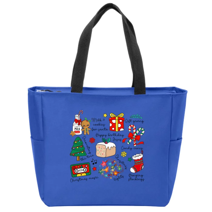 Merry Christmas Quote Happy Birthday Jesus Zip Tote Bag