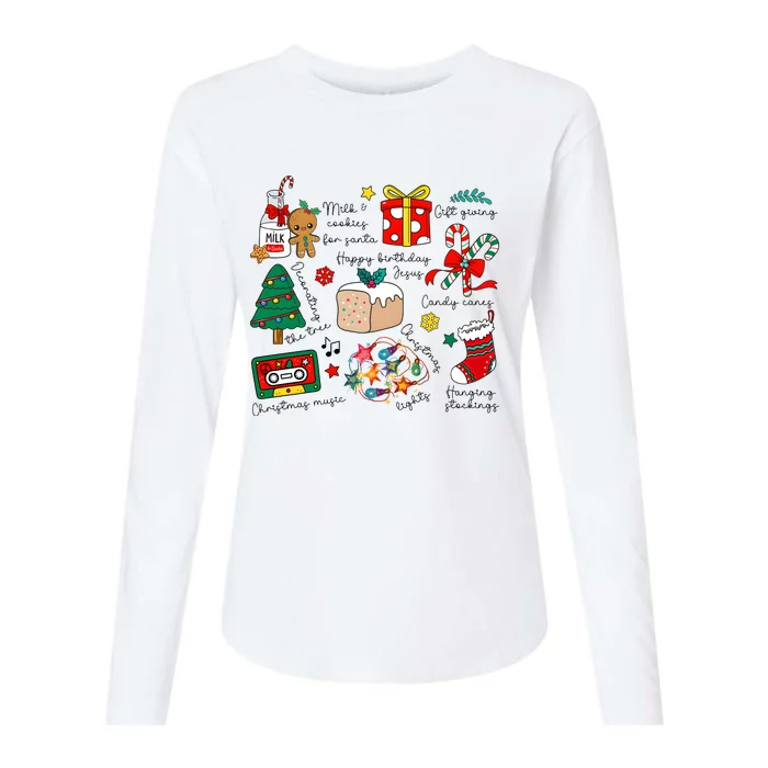 Merry Christmas Quote Happy Birthday Jesus Womens Cotton Relaxed Long Sleeve T-Shirt