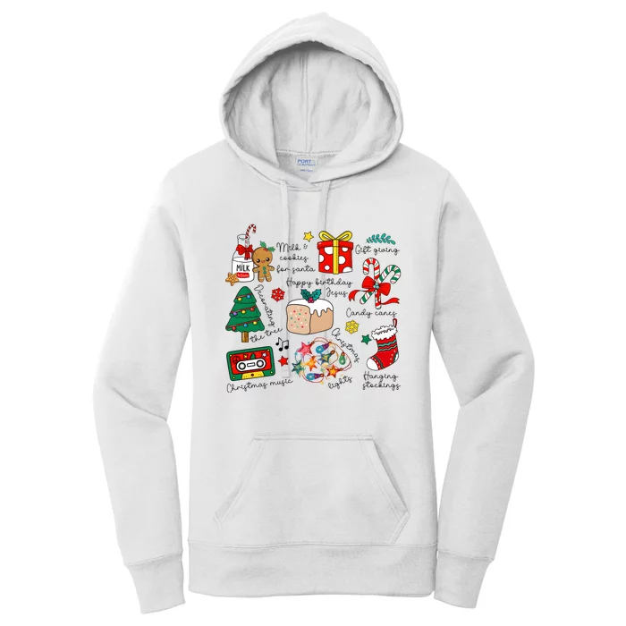 Merry Christmas Quote Happy Birthday Jesus Women's Pullover Hoodie