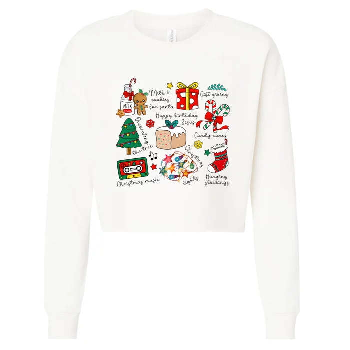 Merry Christmas Quote Happy Birthday Jesus Cropped Pullover Crew