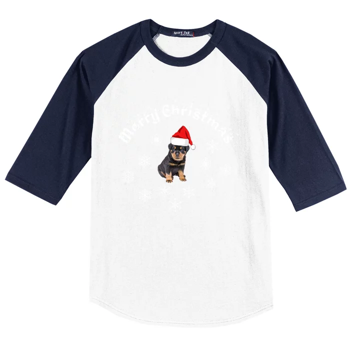 Merry Christmas Rottweiler Wear Fun Cute Gift Baseball Sleeve Shirt