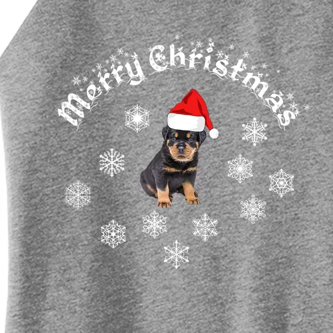 Merry Christmas Rottweiler Wear Fun Cute Gift Women’s Perfect Tri Rocker Tank