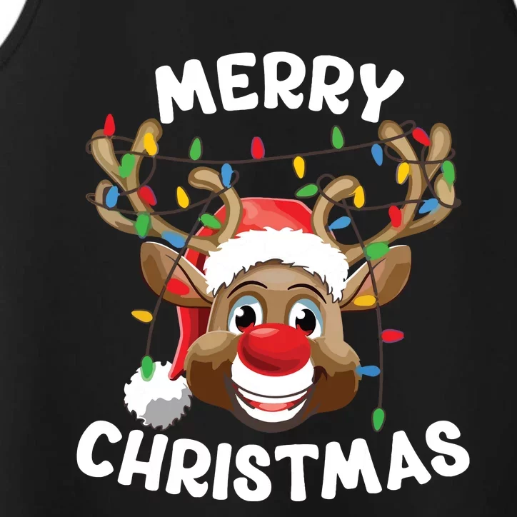 Merry Christmas Reindeer Squad Family Pajama Teen Boy Performance Tank