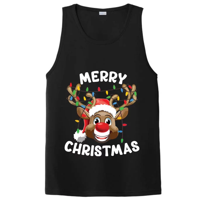 Merry Christmas Reindeer Squad Family Pajama Teen Boy Performance Tank